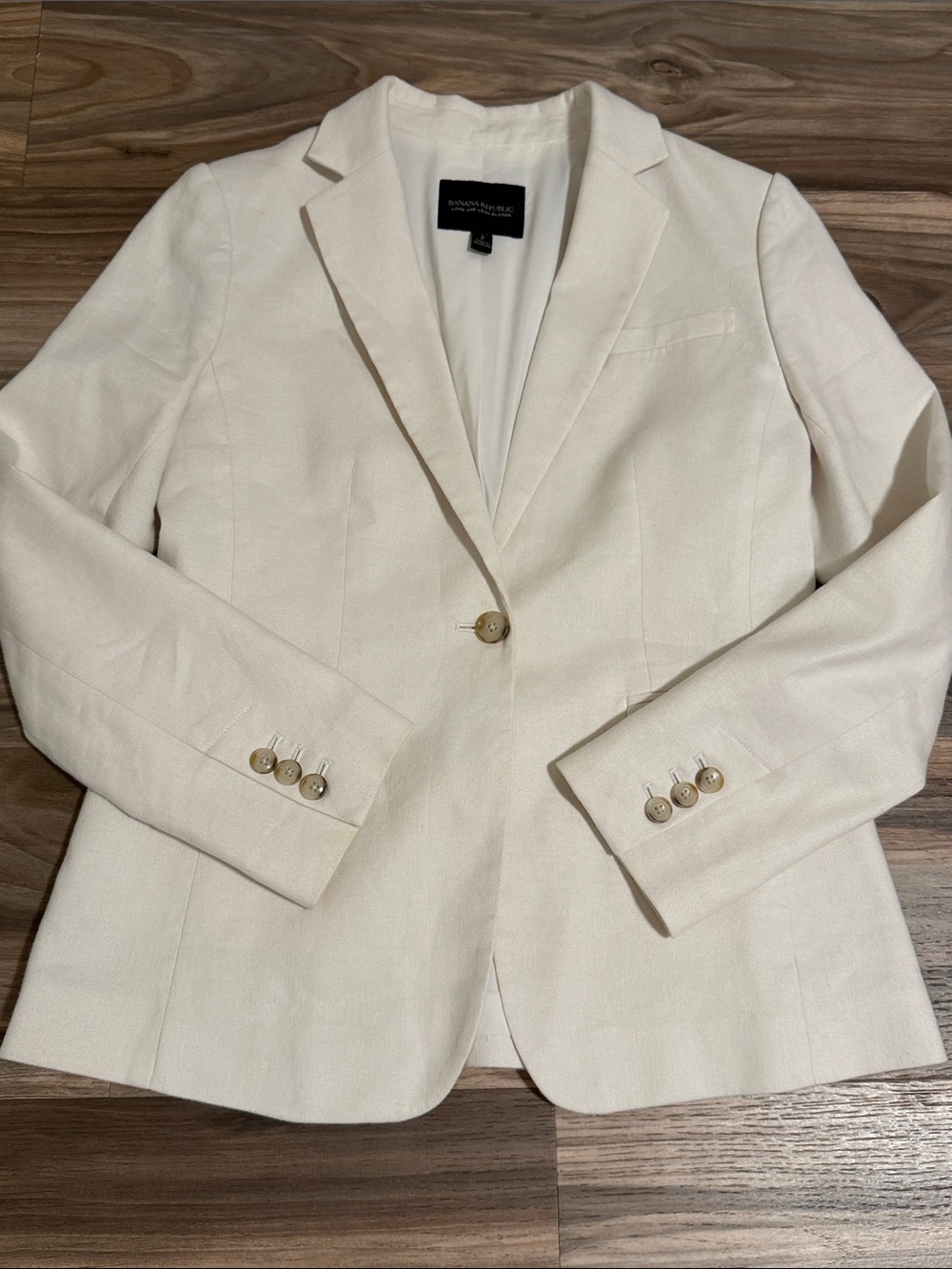 Banana Republic Long and Lean Off White Linen Blend Blazer Jacket Women Sz. 2P